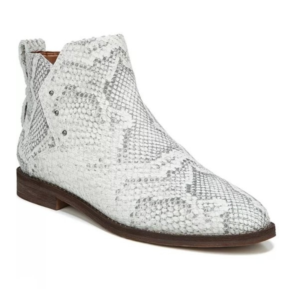 6.5W 6.5 W‎ WIDE Franco Sarto Womens Owen Leather Snakeskin Gray Off White Boots